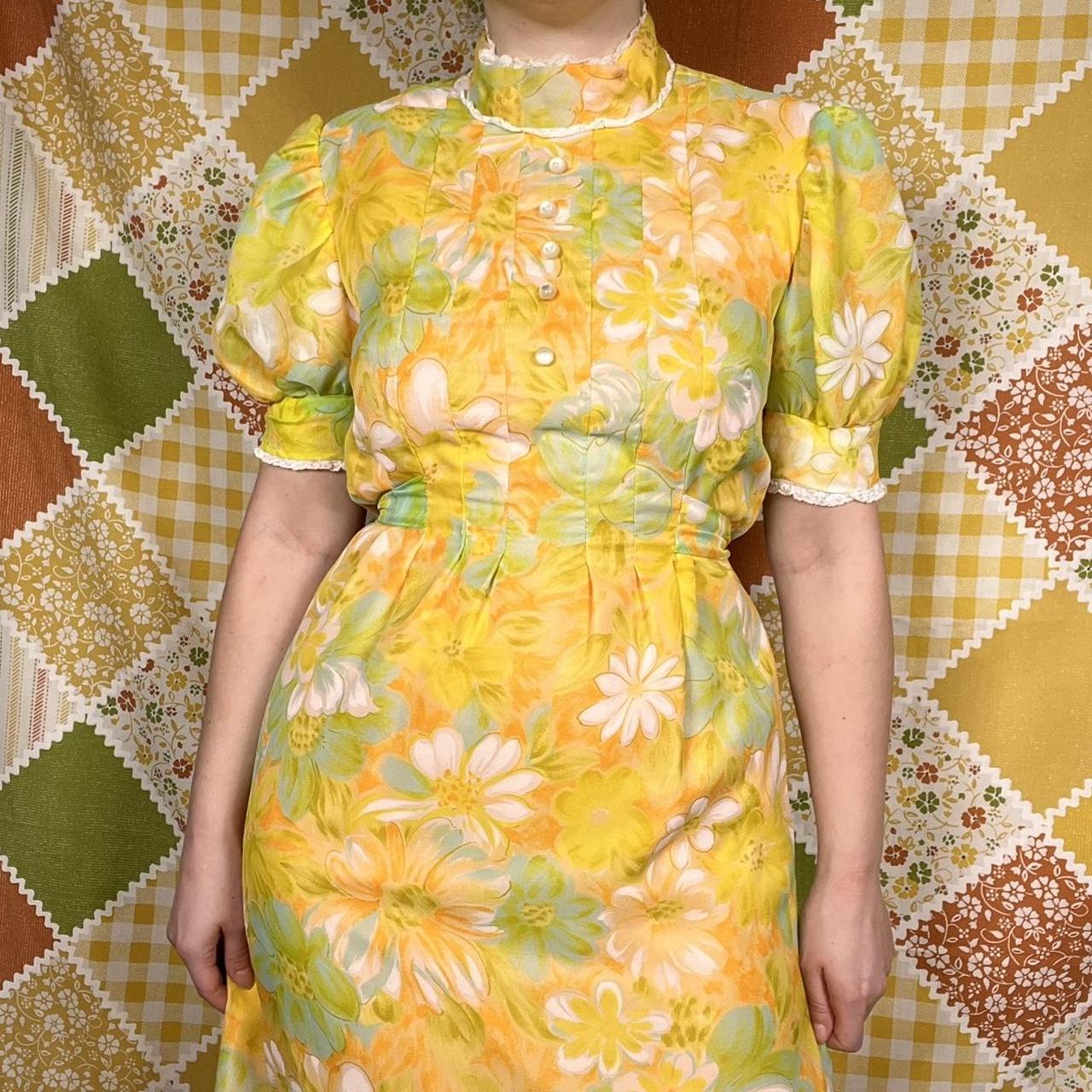 vintage yellow floral dress