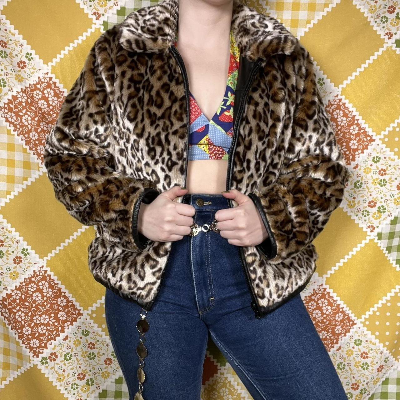 Vintage y2k reversible fuzzy leopard print jacket.... - Depop