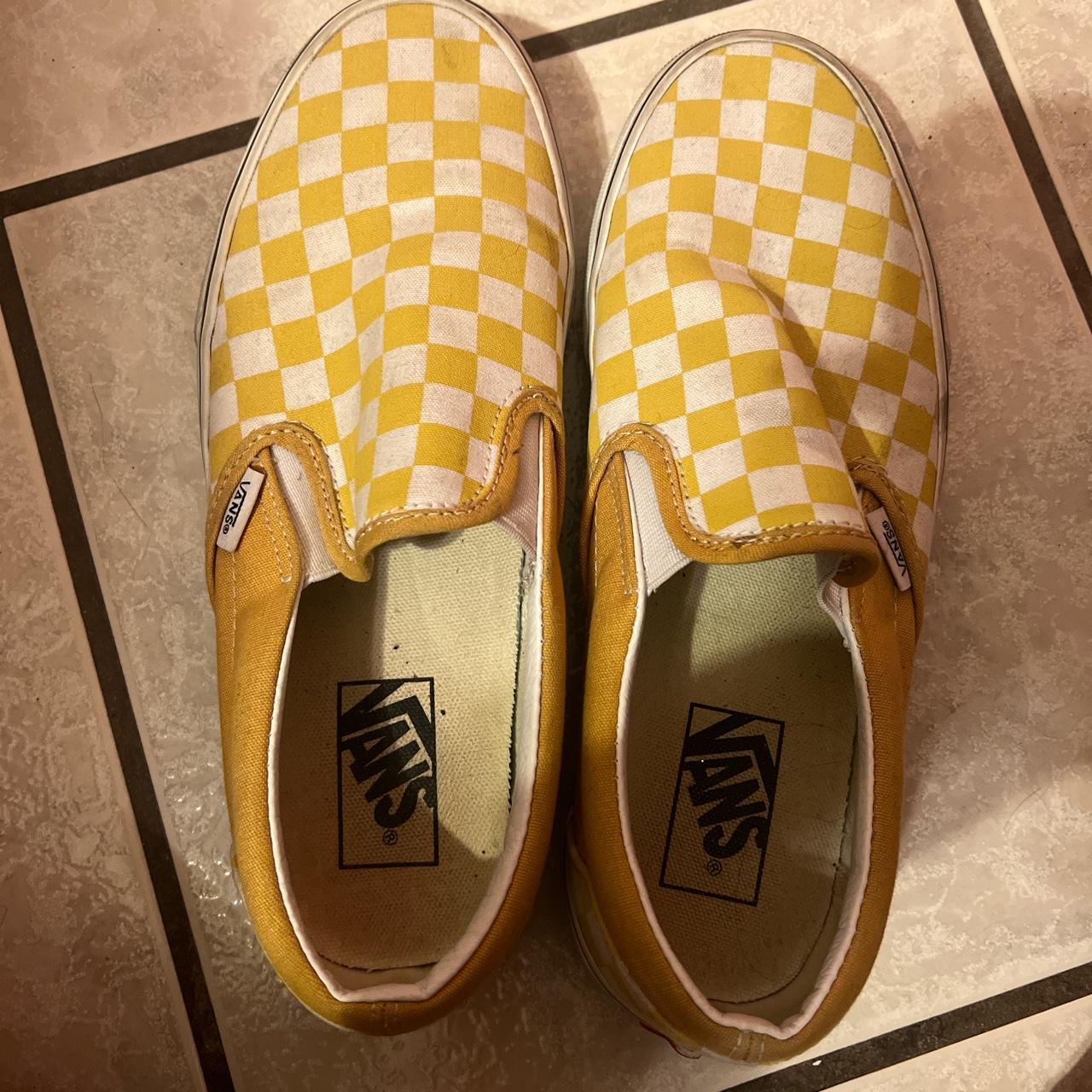 yellow checkered vans wore a couple times, they’ve... - Depop