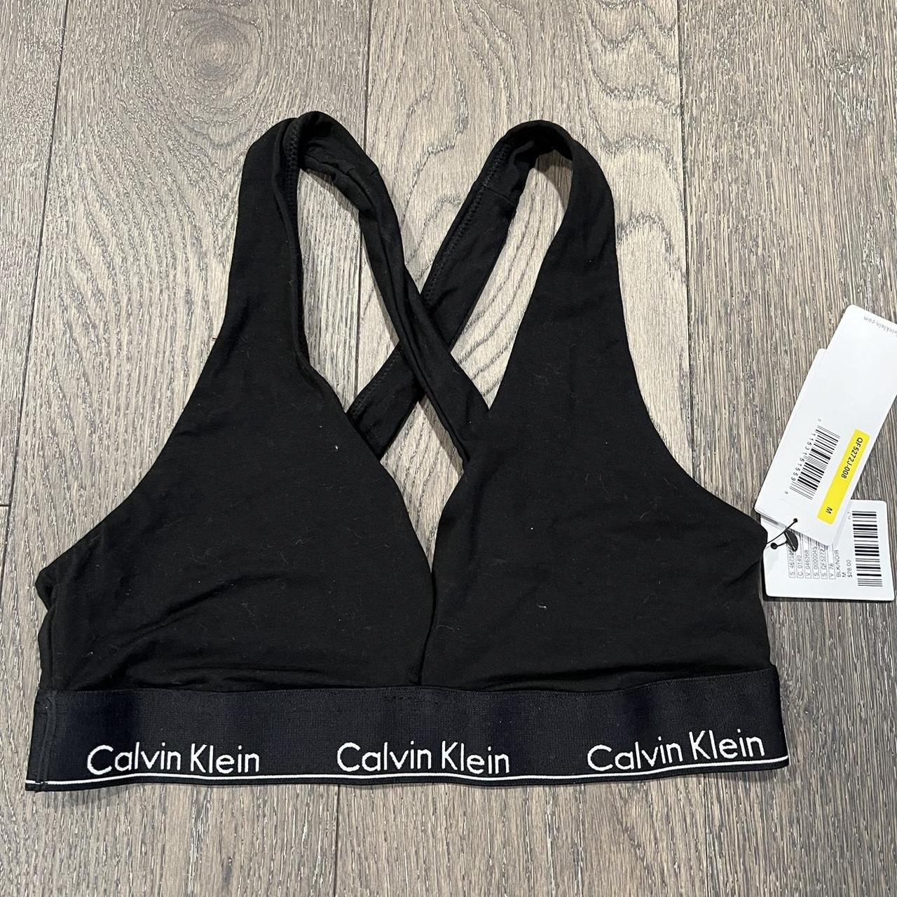 Calvin Klein black racerback bralette size medium - Depop