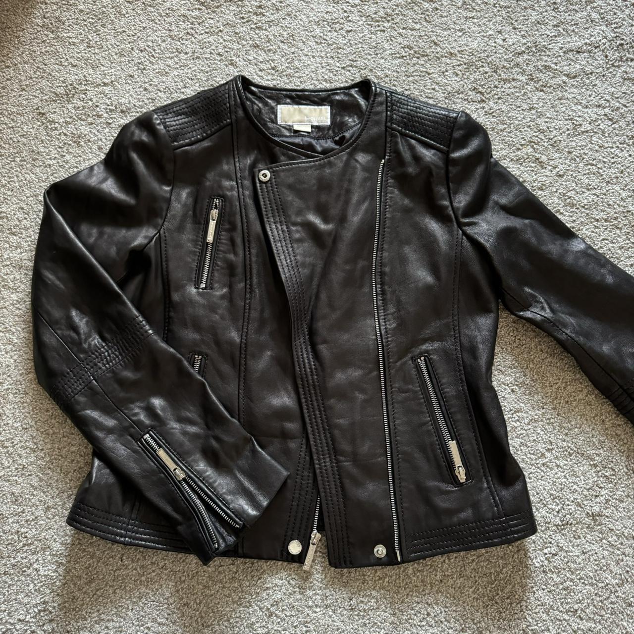 Michael kors deals leather jacket womens