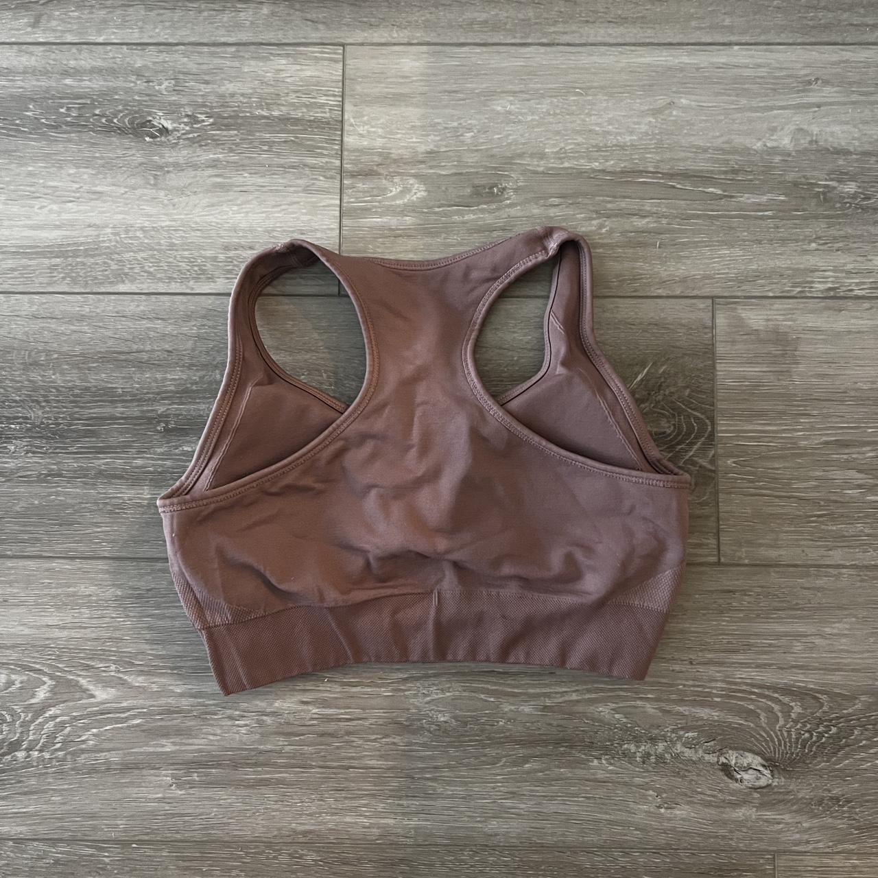 cute workout yoga set with pale dark pink stretchy... - Depop