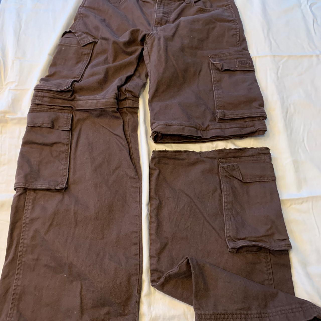 PacSun Brown Zip-Off '90s Baggy Cargo Pants Size 26 - Depop