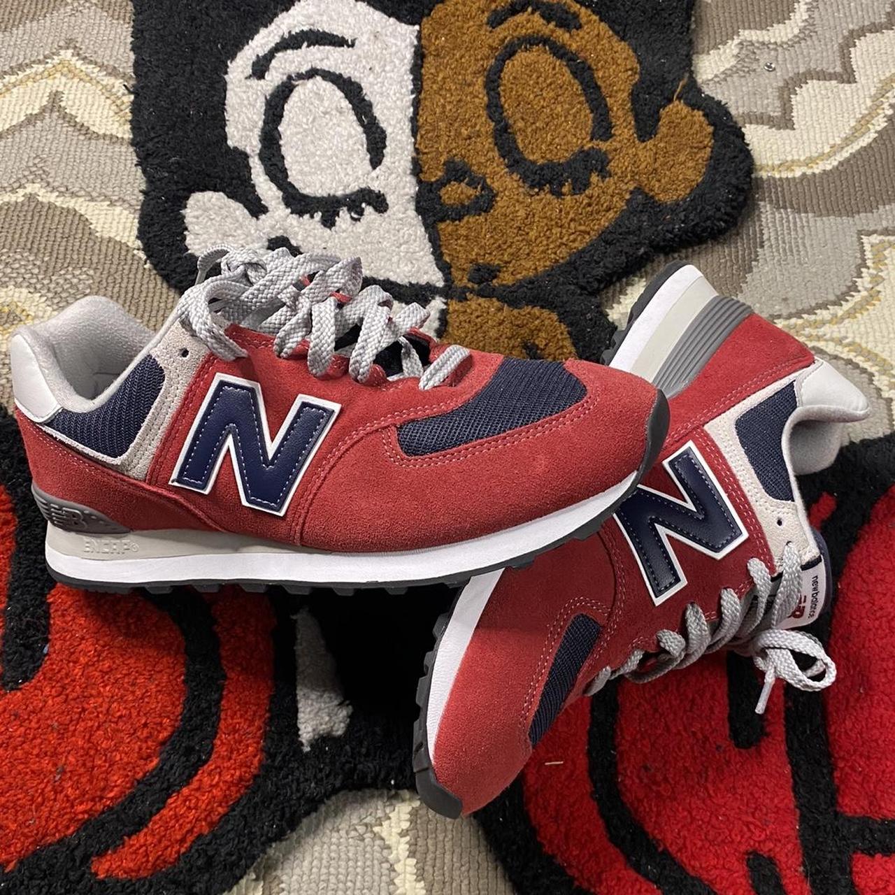 Mens New Balance 574 Athletic Shoe - Red / Navy -... - Depop