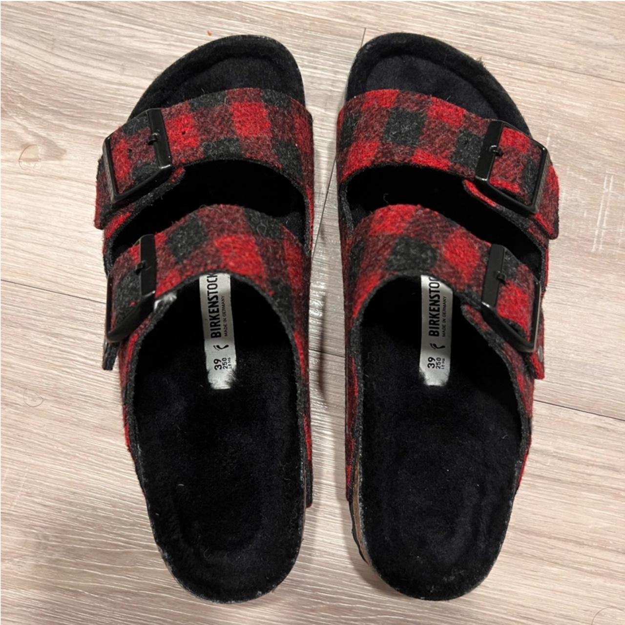 Red plaid birkenstock hot sale