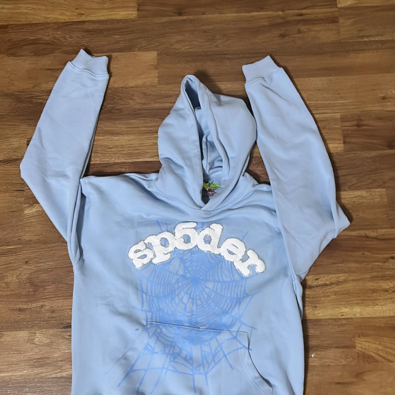 Sp5der hoodie Baby blue color wave - Depop