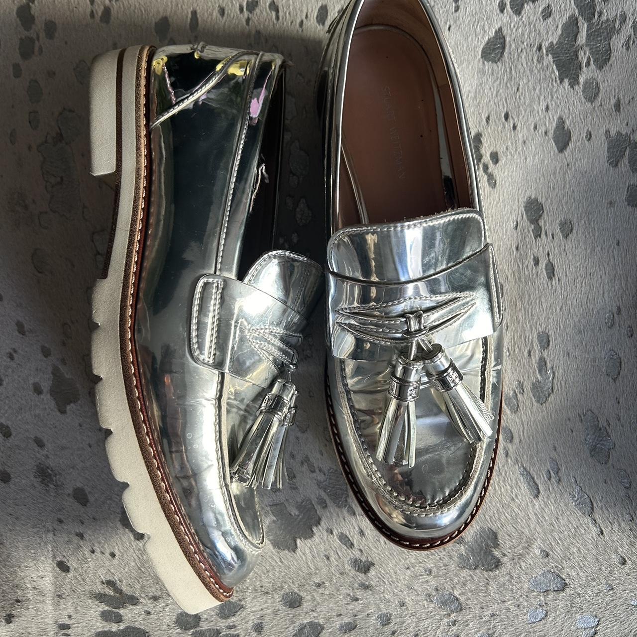 Stuart weitzman sale silver loafers