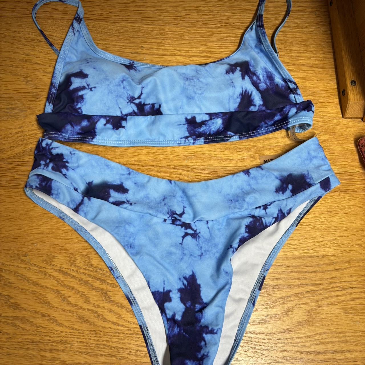 Shein Med Bath In Suit Blue Tye Dye - Depop