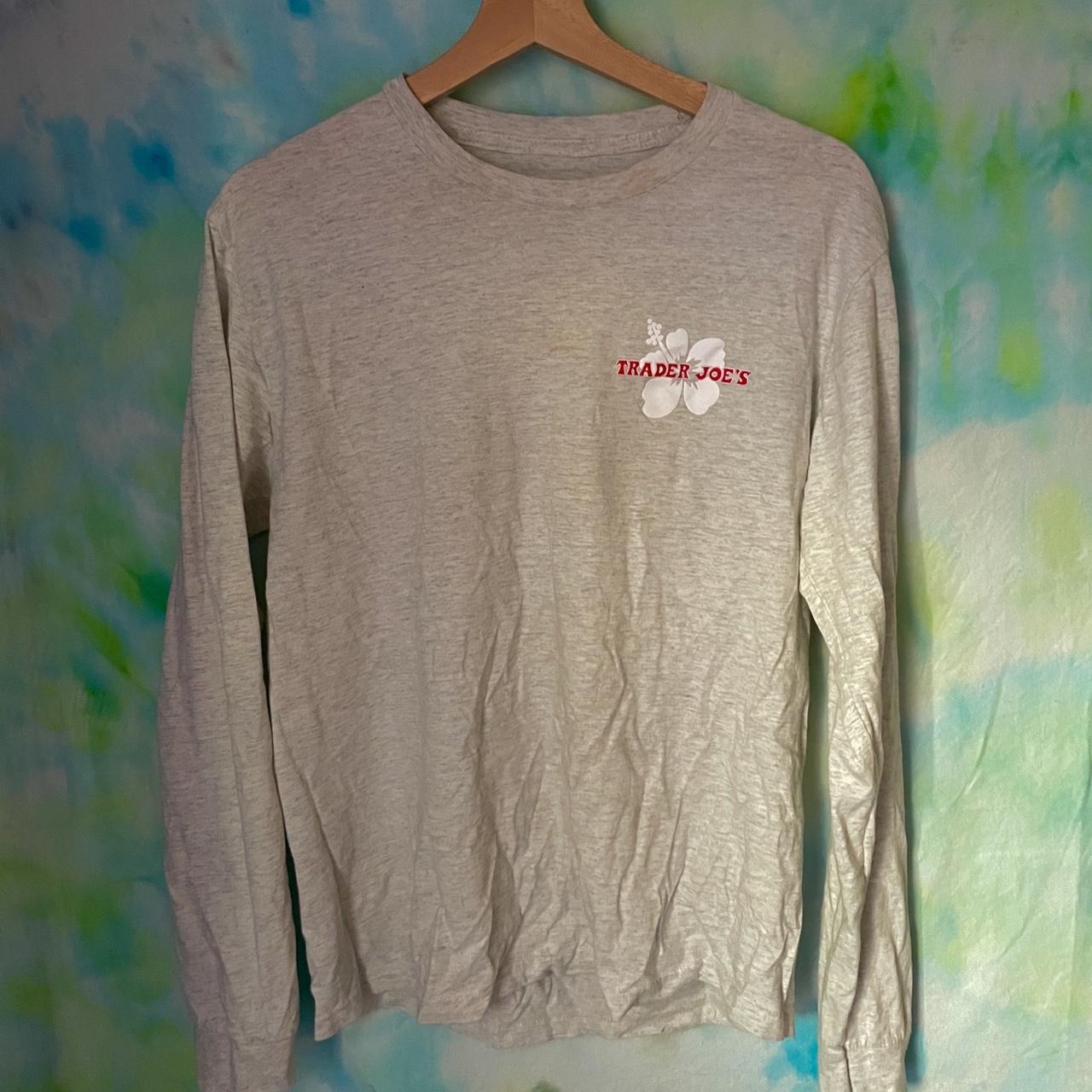 Light heather grey long sleeve trader Joe’s tee - Depop