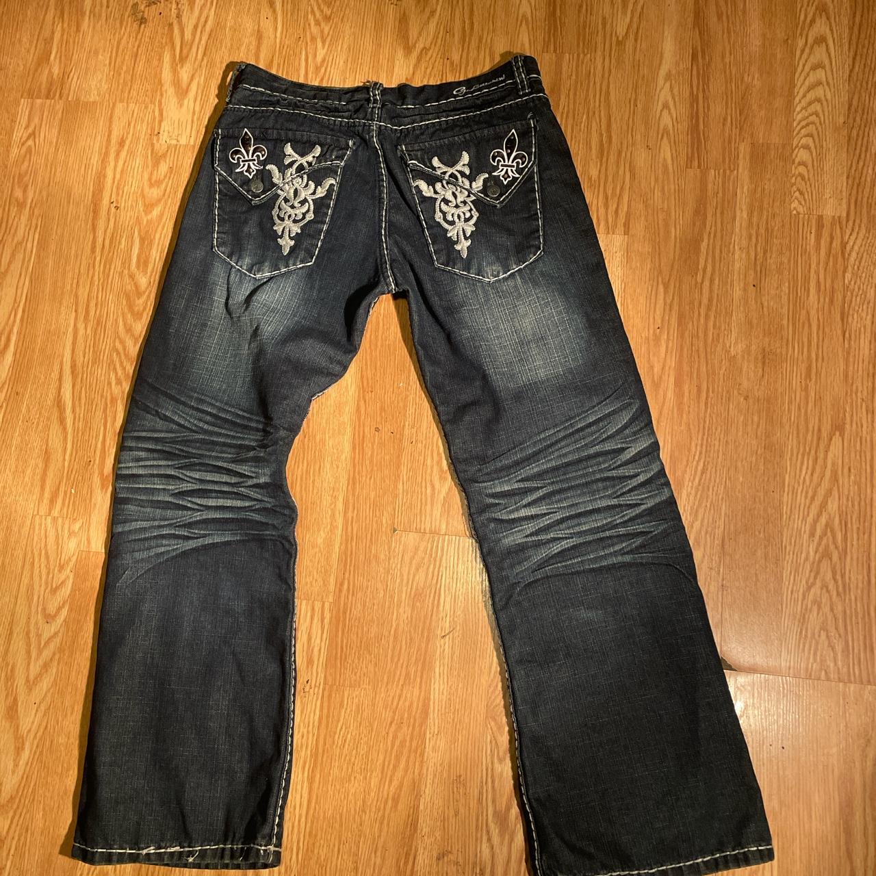 AFFLICTION STYLE PANTS WITH DESIGN IN BACK RARE Y2K... - Depop