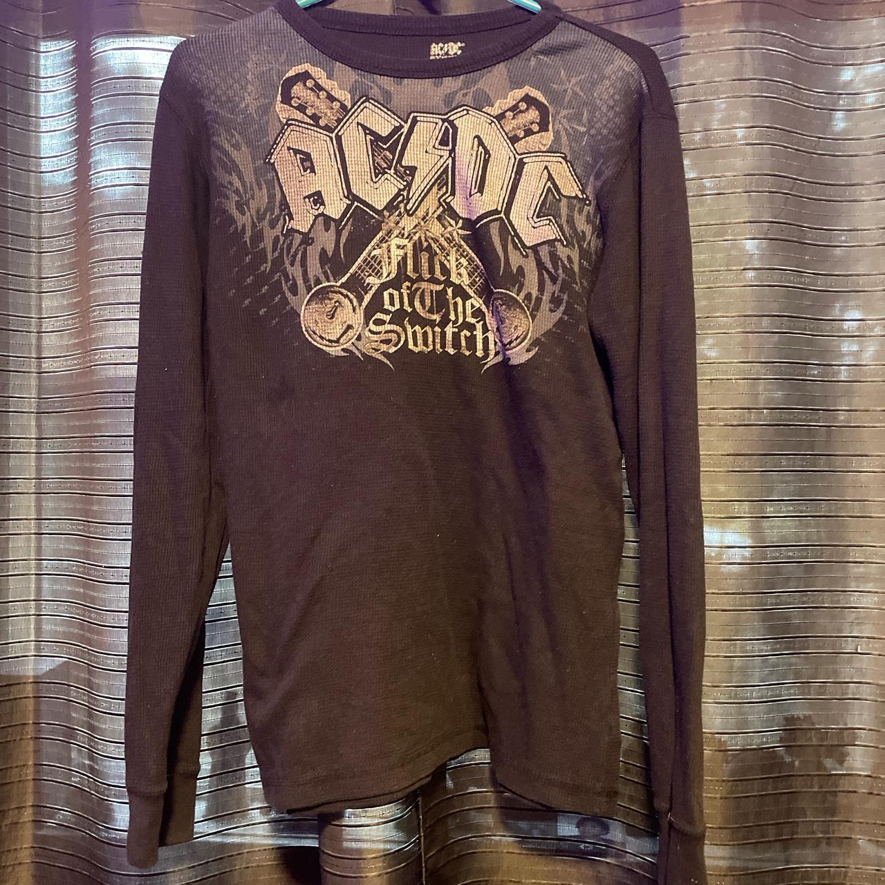 VINTAGE AC/DC SHIRT LONGSLEEVE THERMAL FLICK OF THE... - Depop