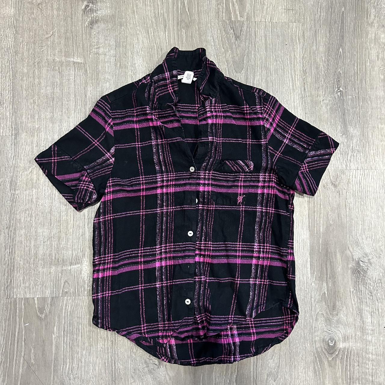 Vintage Victoria's Secret Flannel Button Up blouse Shades of purple factory Size M