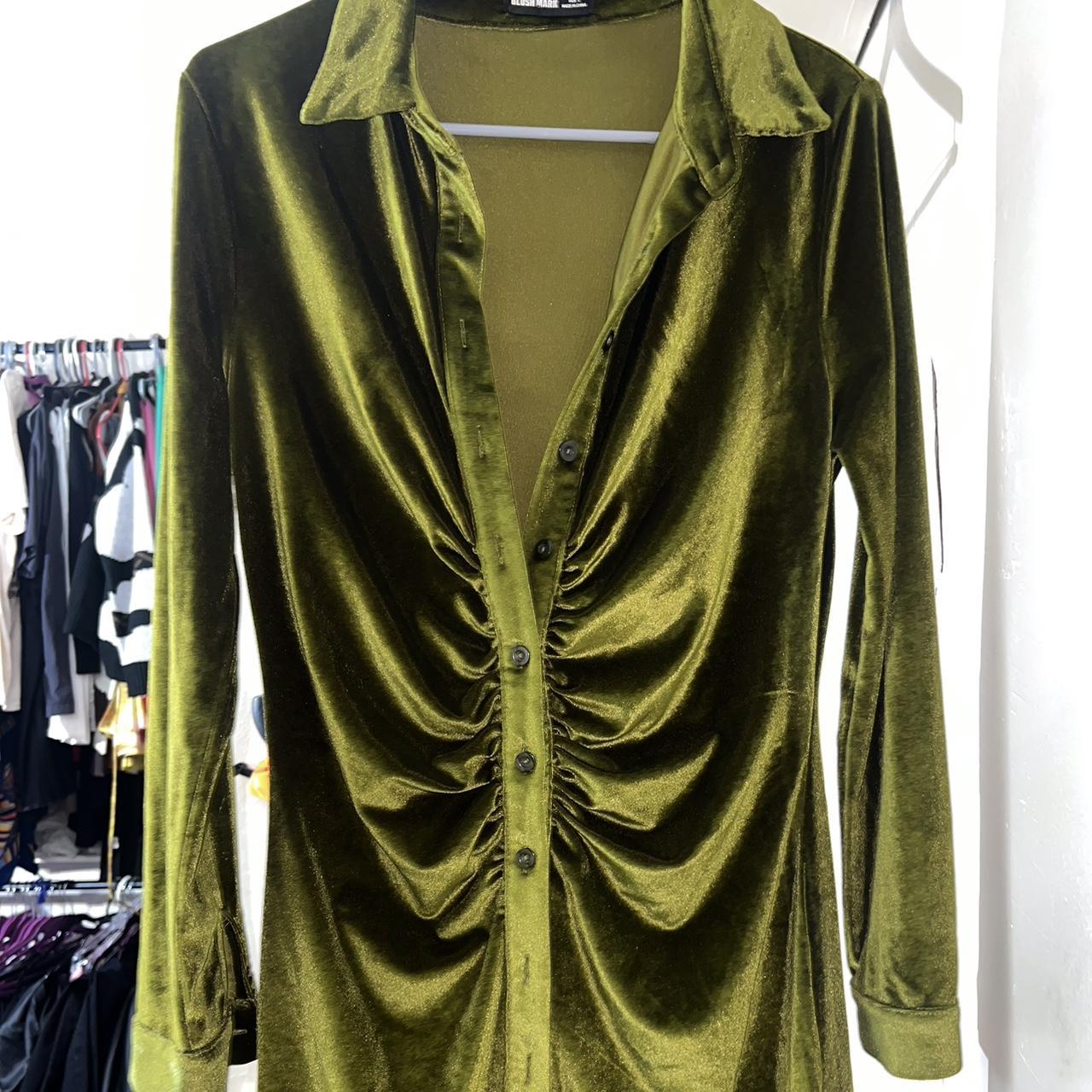 Blushmark green velvet dress . Snatches waist . Can... Depop