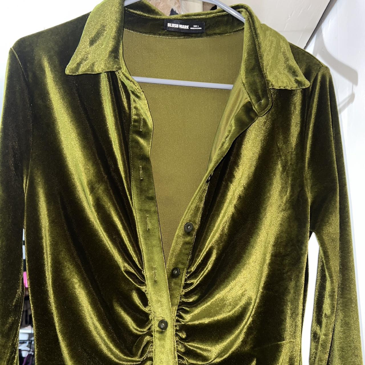 Blushmark green velvet dress . Snatches waist . Can... Depop