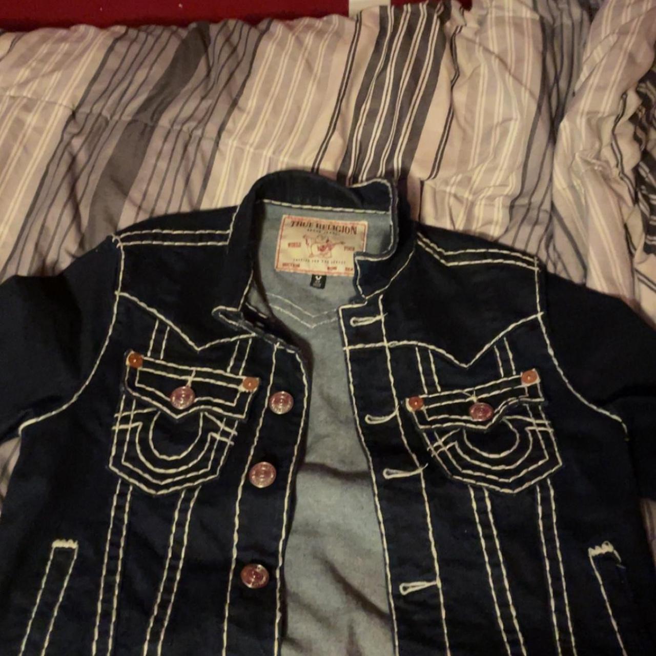 NAVY BLUE TRUE RELIGION JACKET SUPER CHEAP WILLING... Depop