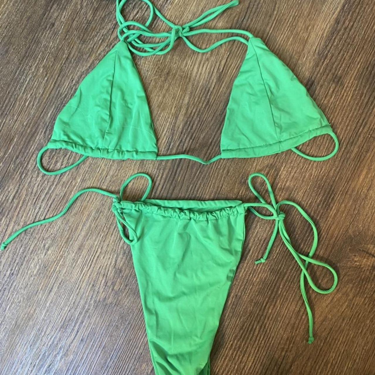 myra swim green triangle bikini - material is so... - Depop
