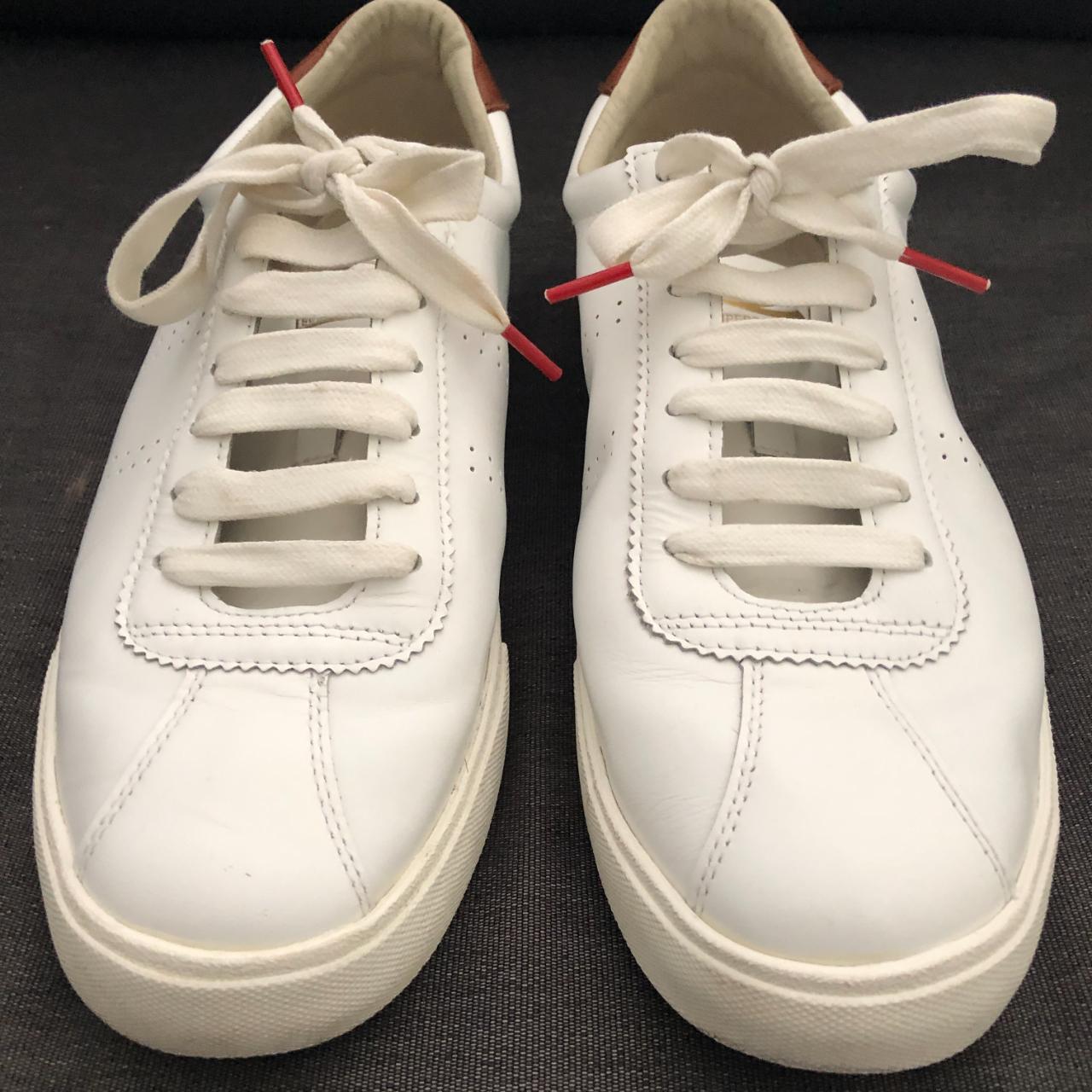 Superga White Leather Lace Up Sneakers | Size US9.5,... - Depop