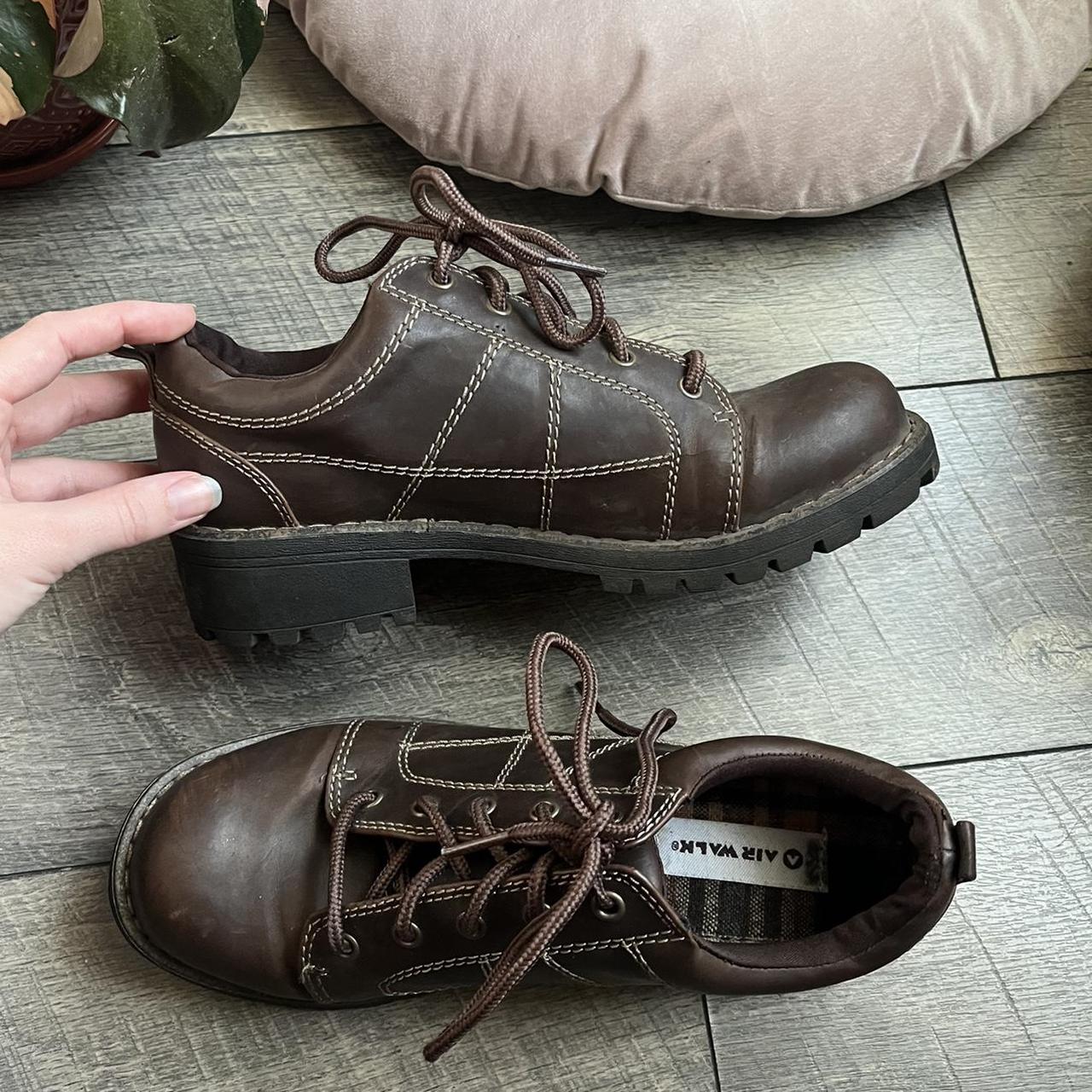 brown faux leather lace up Airwalk brand shoes 3... Depop