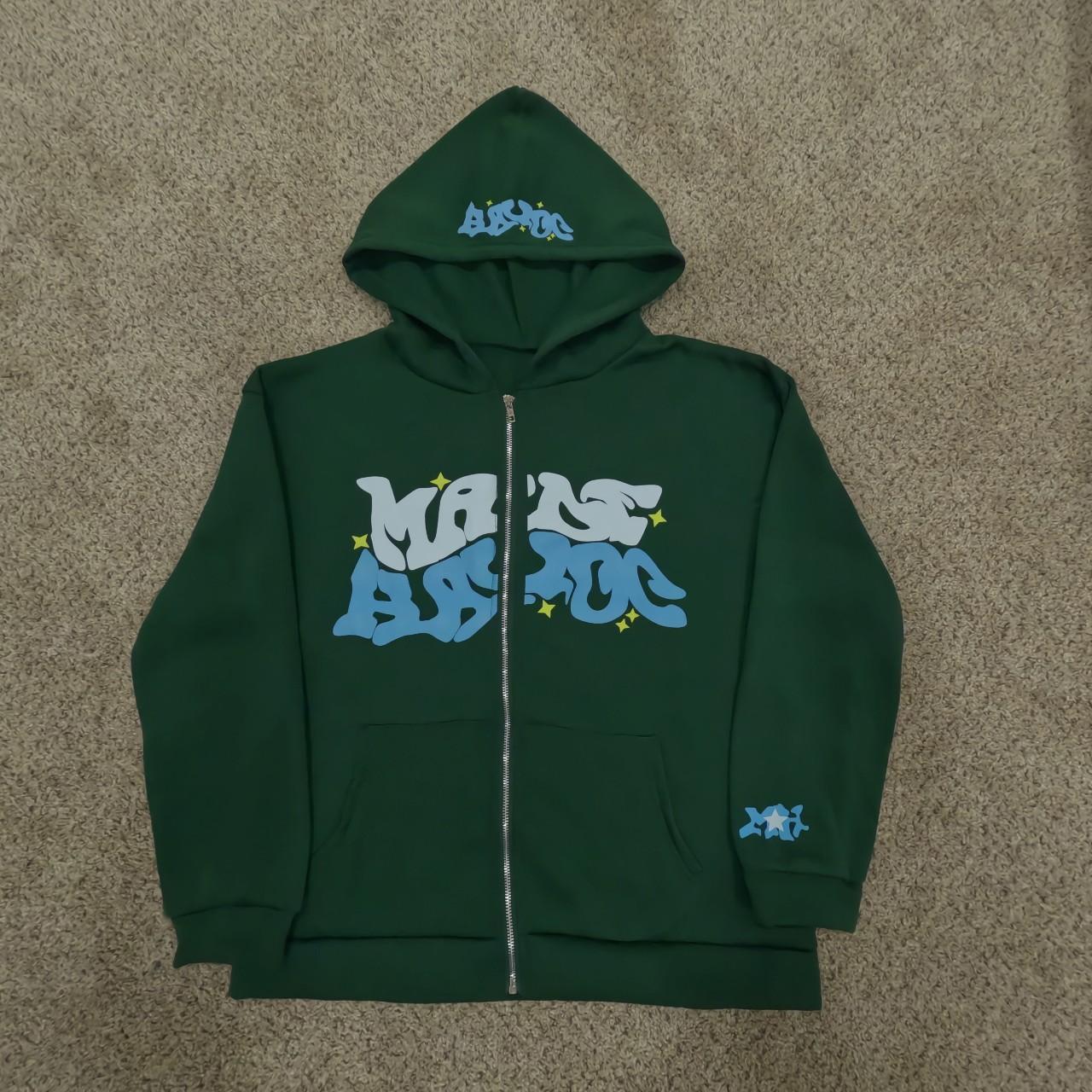 Green, zip up hoodie, y2k style, size m (medium) - Depop