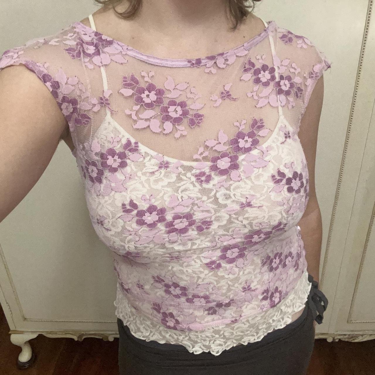 Pink lace old sports girl top. Size small in perfect... Depop