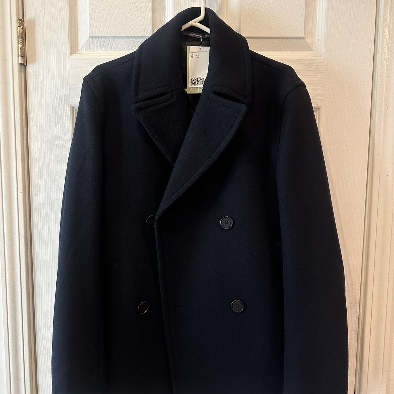 NEW- Navy Blue H&M Pea Coat Never worn Size:34R Got... - Depop