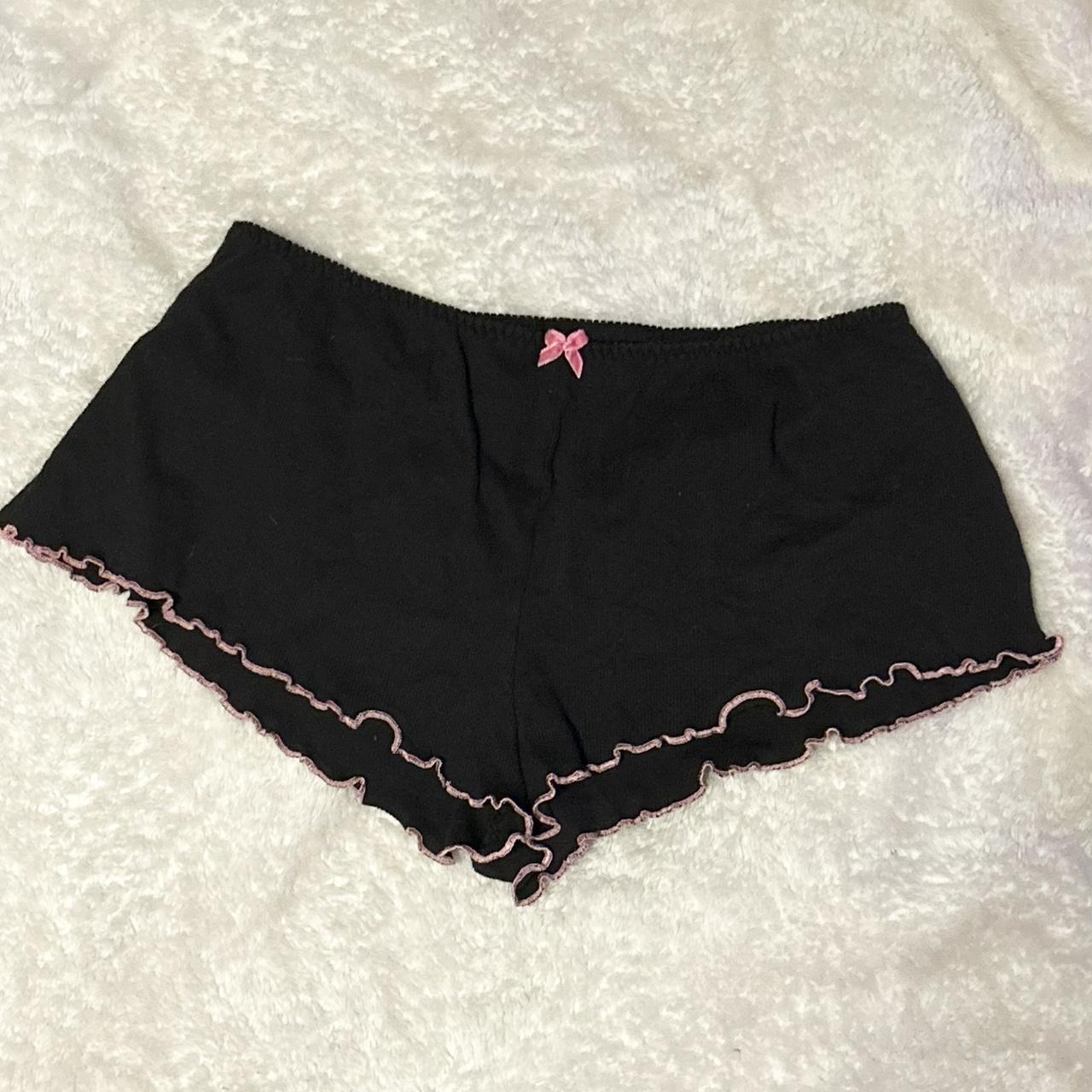 size L black sleep shorts with adorable lace... - Depop