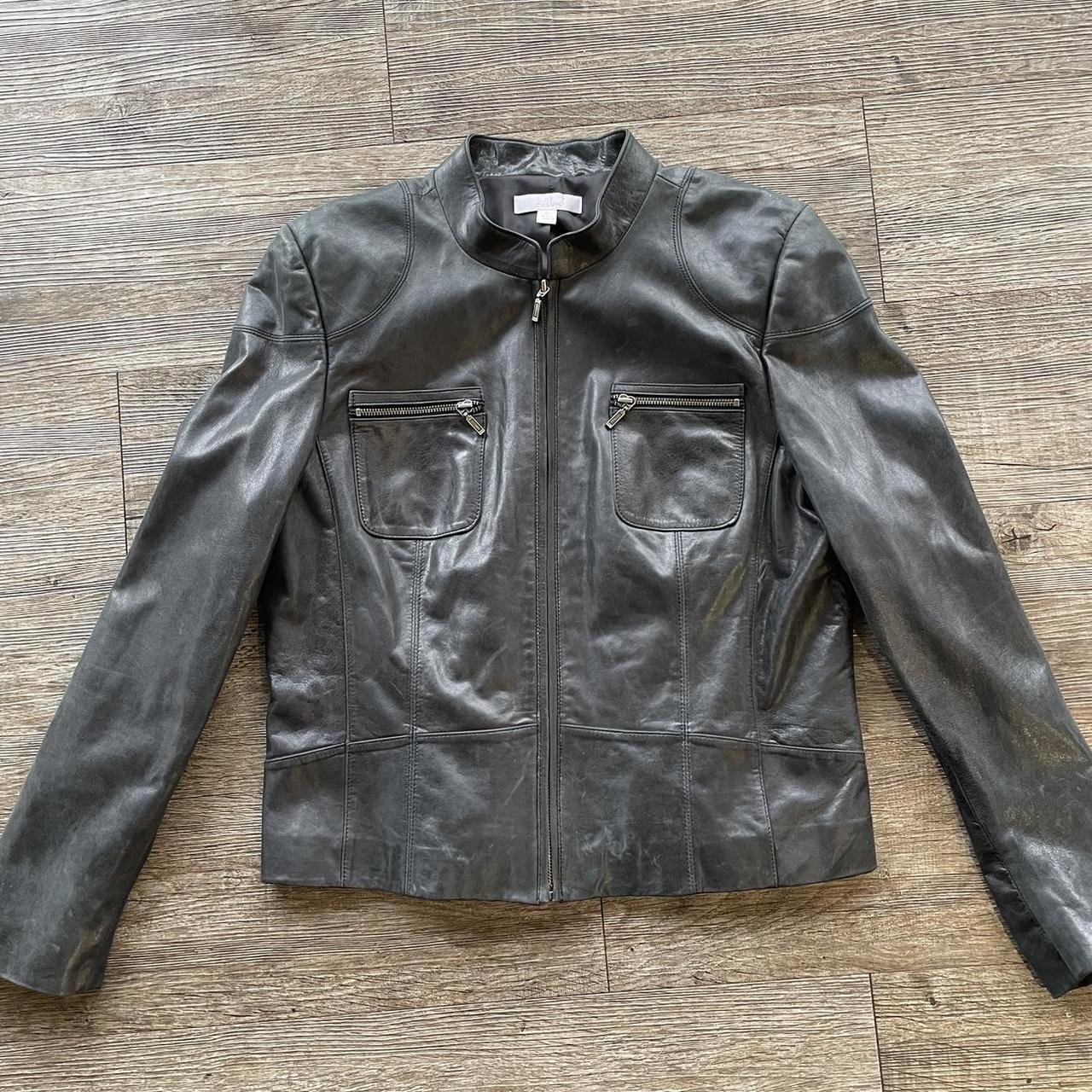 Black Caslon leather jacket size XL. Distressed