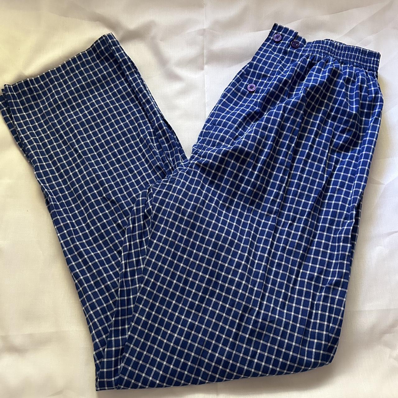 Blue Plaid Pajama Pants Depop 0032