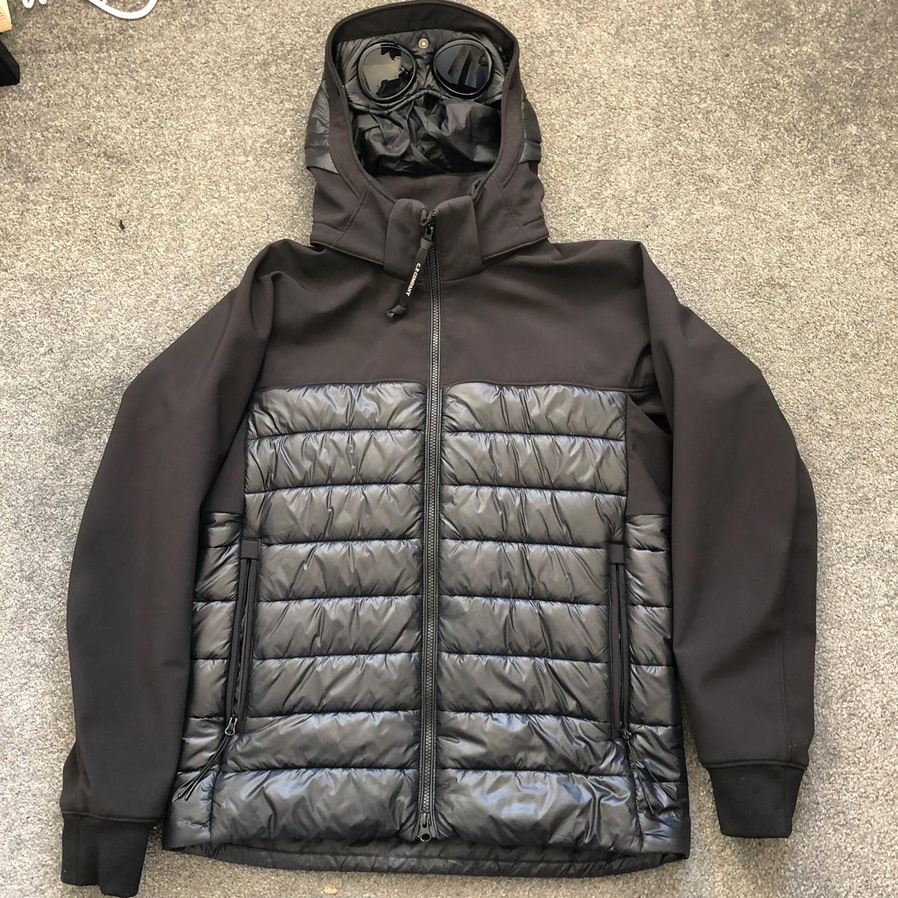 black cp company shell jacket with retractable... - Depop