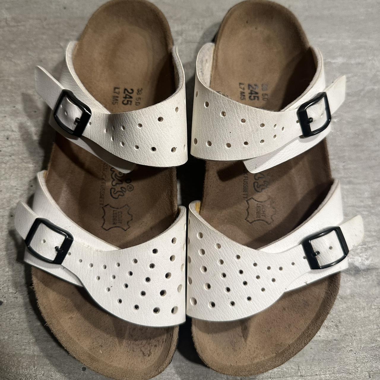 White Birkenstock sandals Sandals Birckenstock - Depop