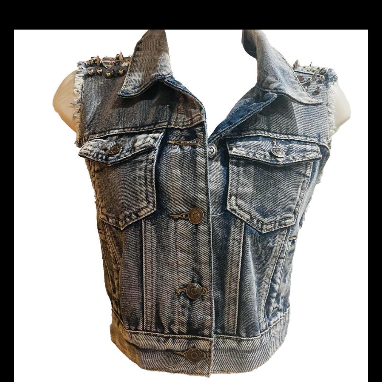 Vintage Boho studded Denim vest/Top Embellished | Depop