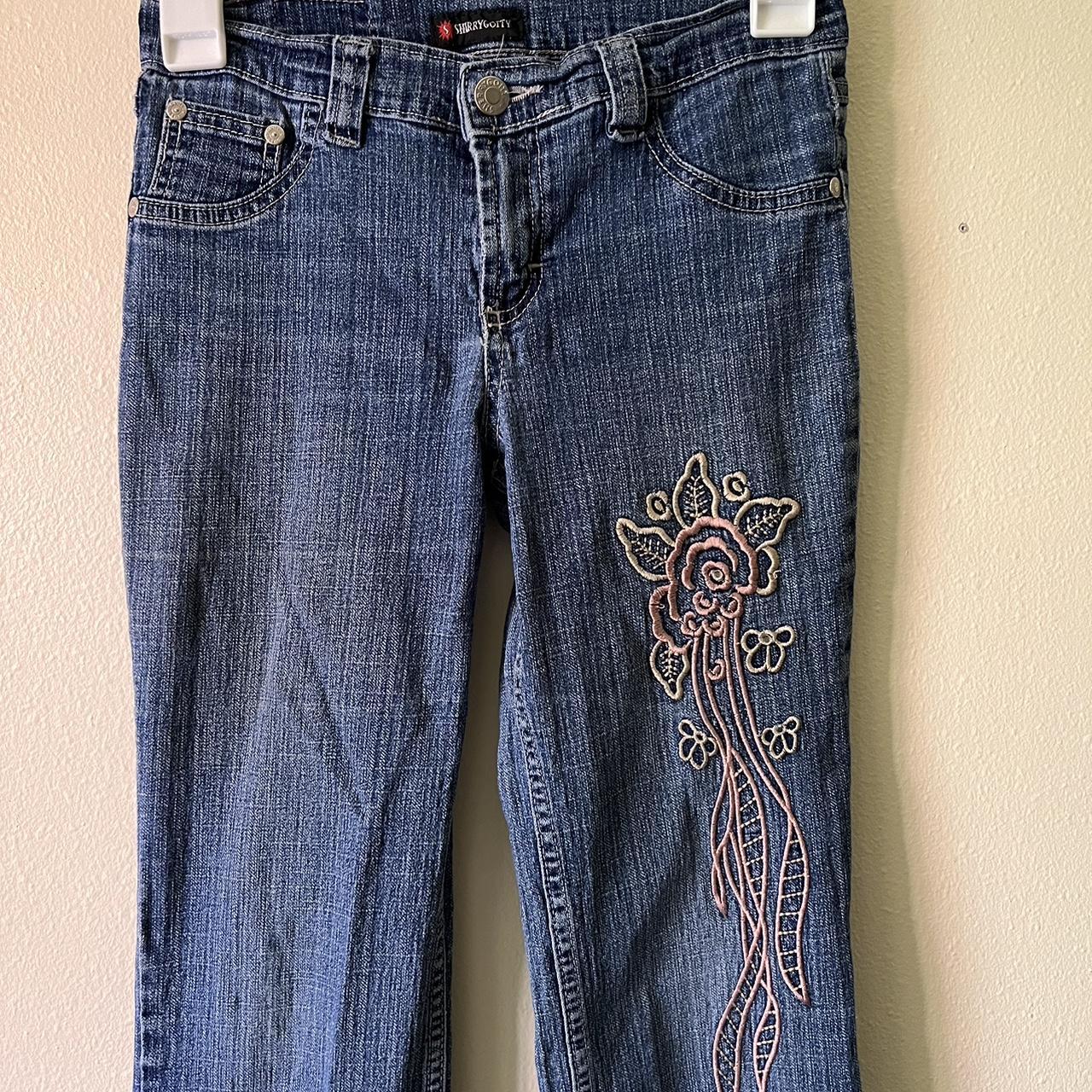 vintage embroidered y2k flared low rise Depop