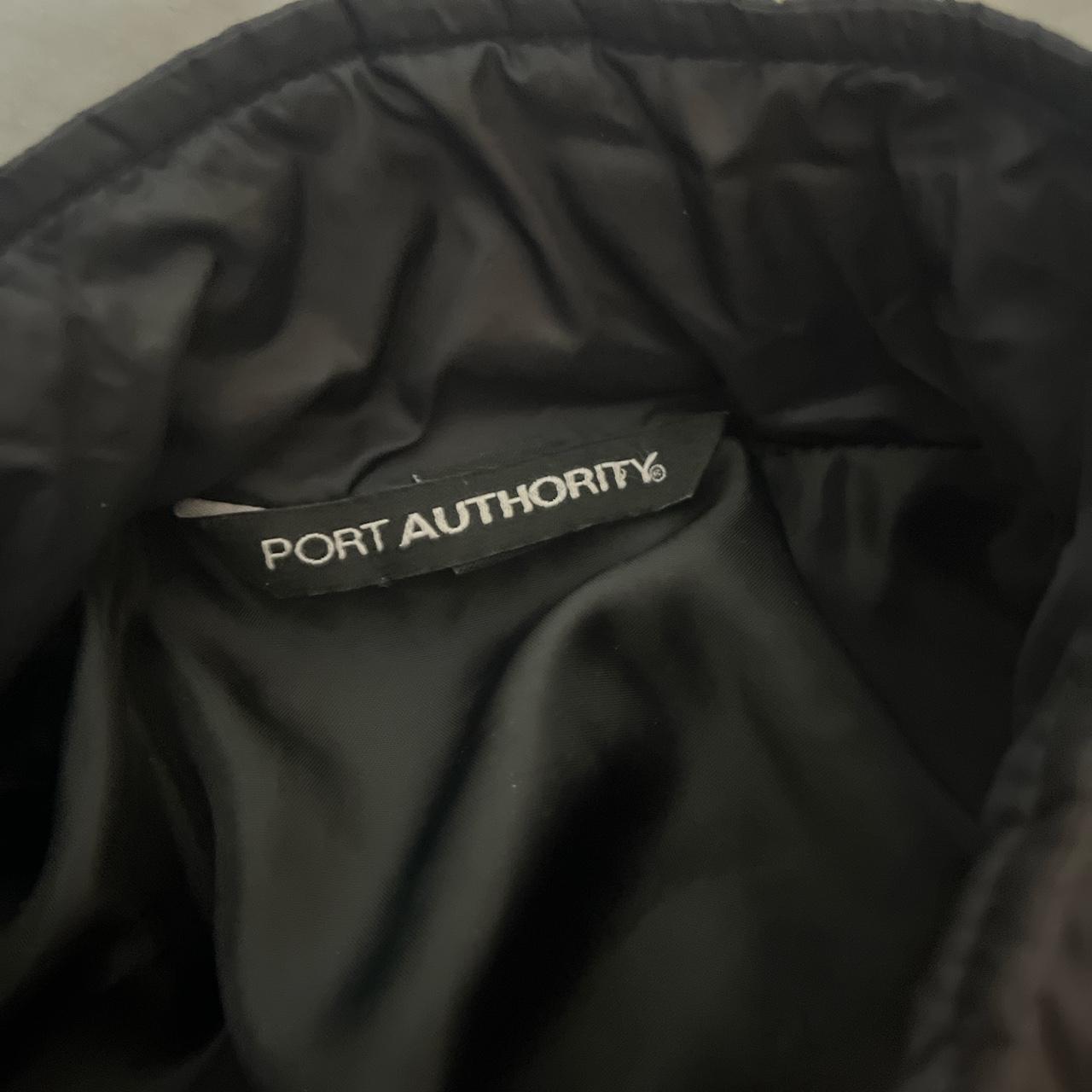 canes puffer jacket, embroidered, black Depop