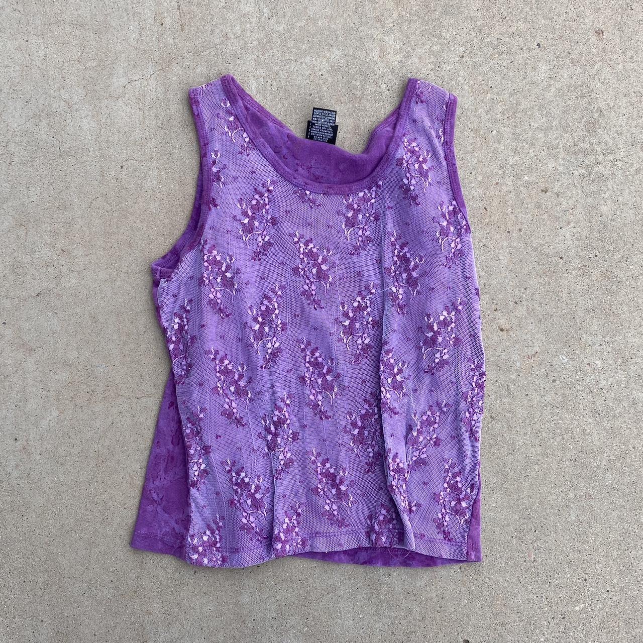 Super cute purple lace tank top! Fits like an adult... - Depop