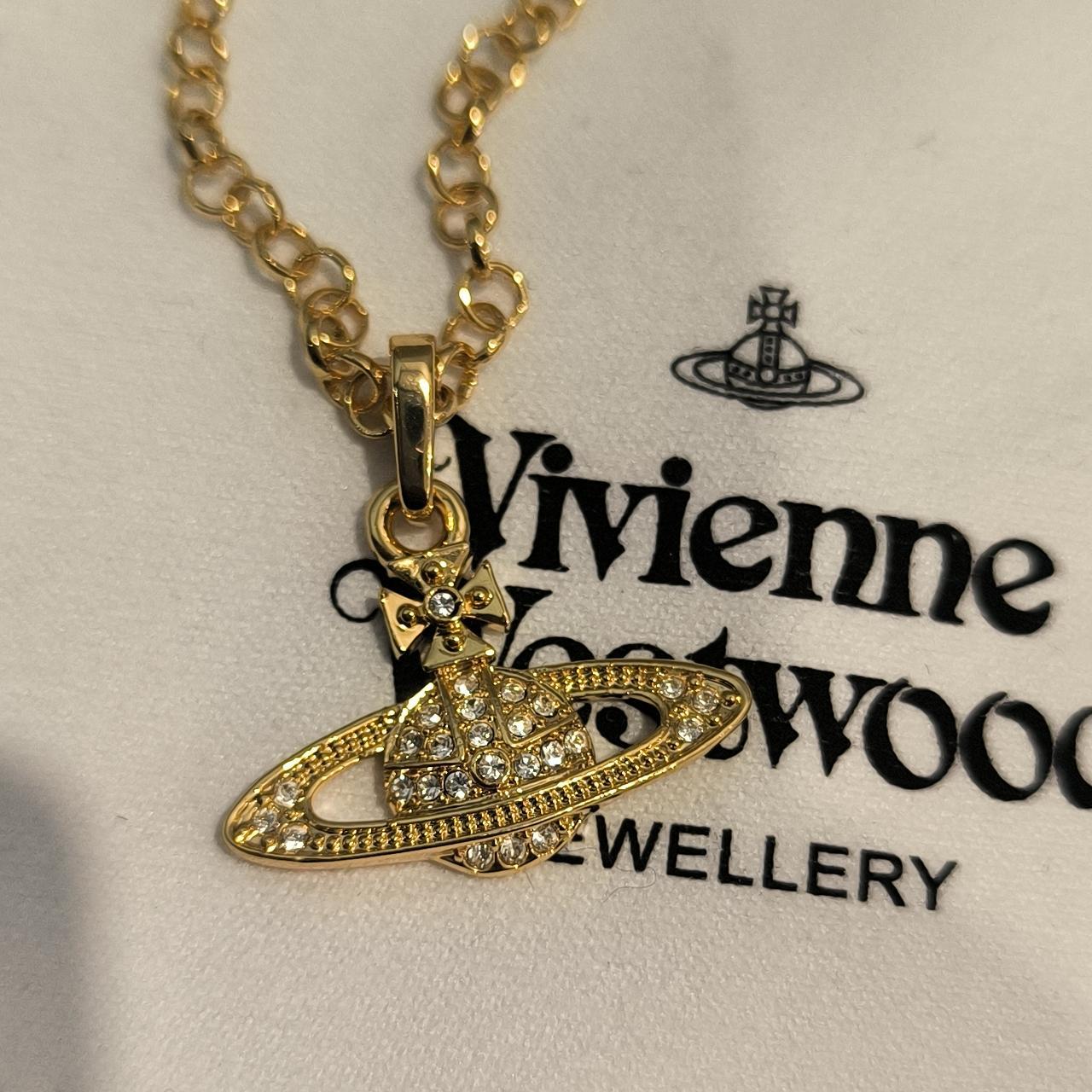 Vivienne Westwood Full Diamond Gold Necklace It... - Depop