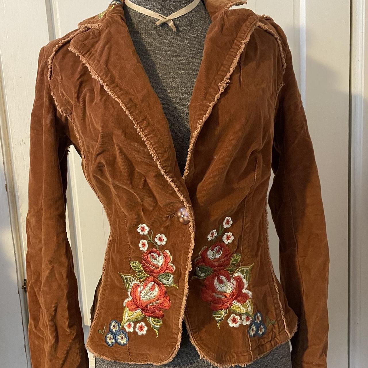 Vintage Corduroy Jacket 70s with flower...