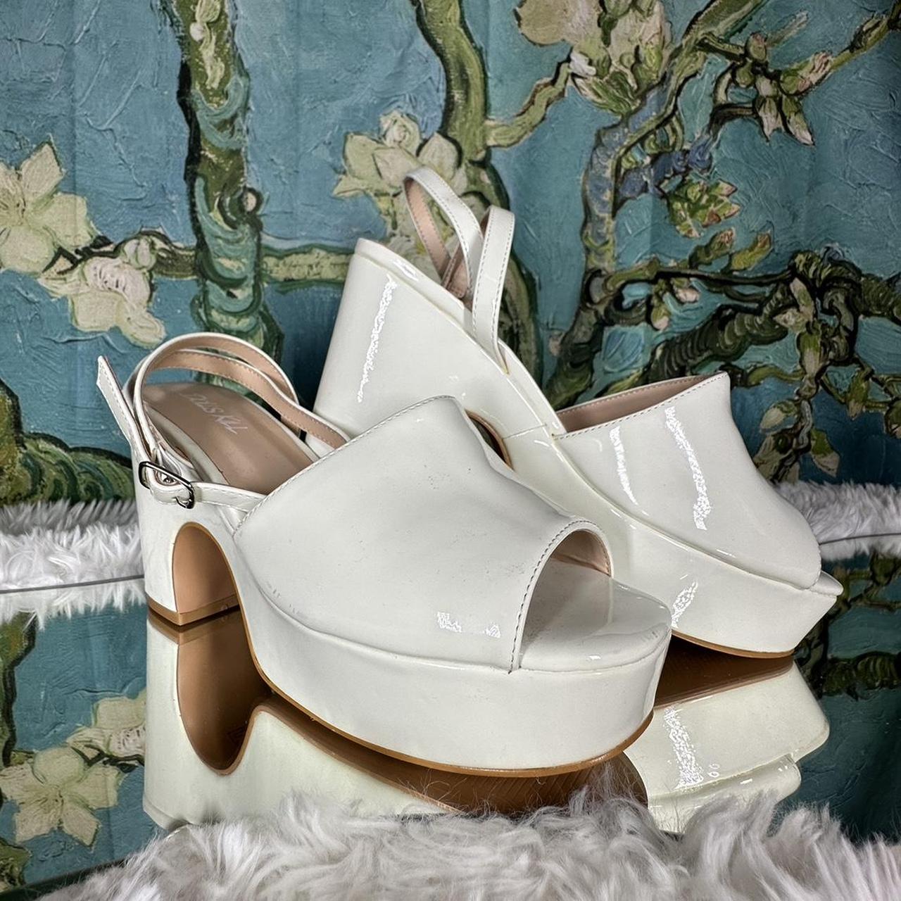 Feminine sweet white platform sandals Wrap around Depop