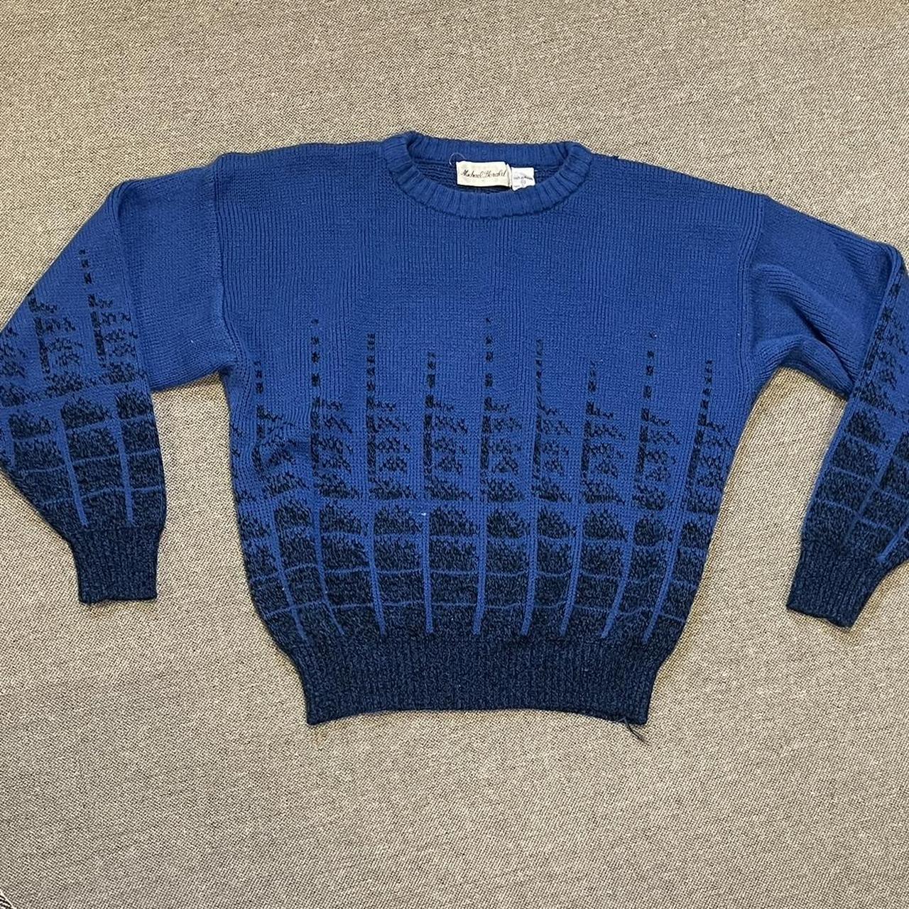 Michael Herald Cuffed Men Blue crazy design sweater... - Depop