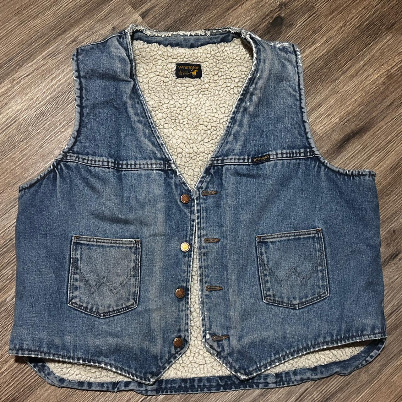 Wrangler Men's Vest - Blue - L – Vtg 70s Denim Ja… - image 1