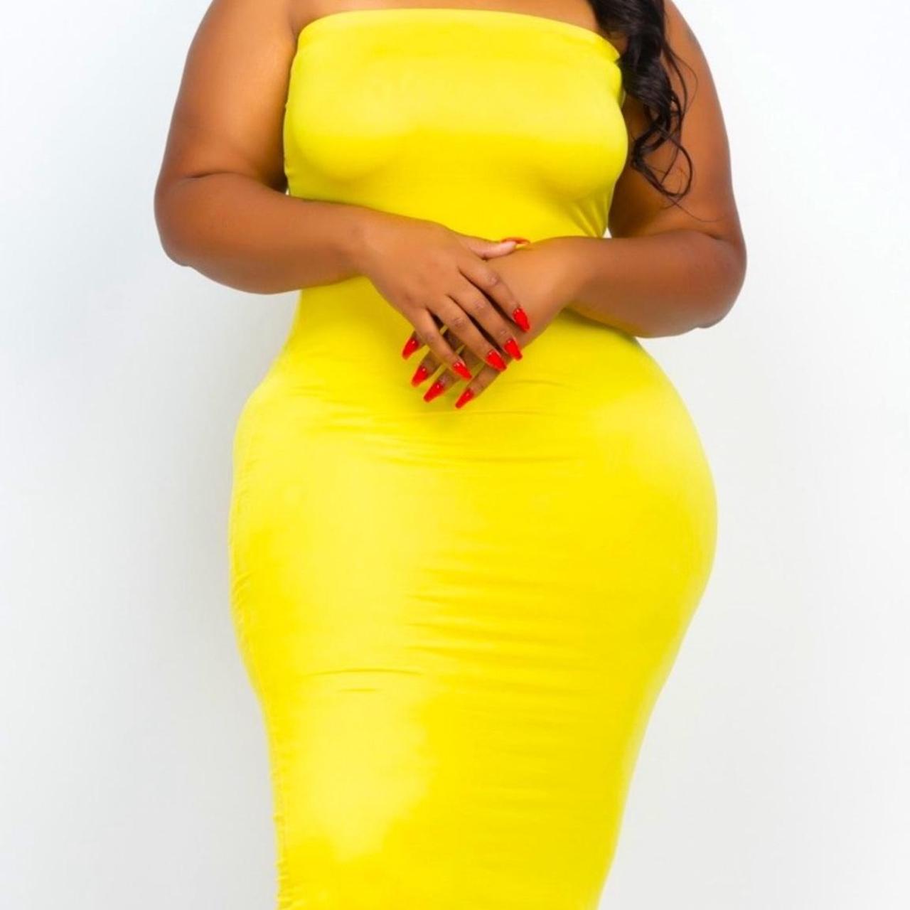 Plus size yellow bodycon dress hotsell