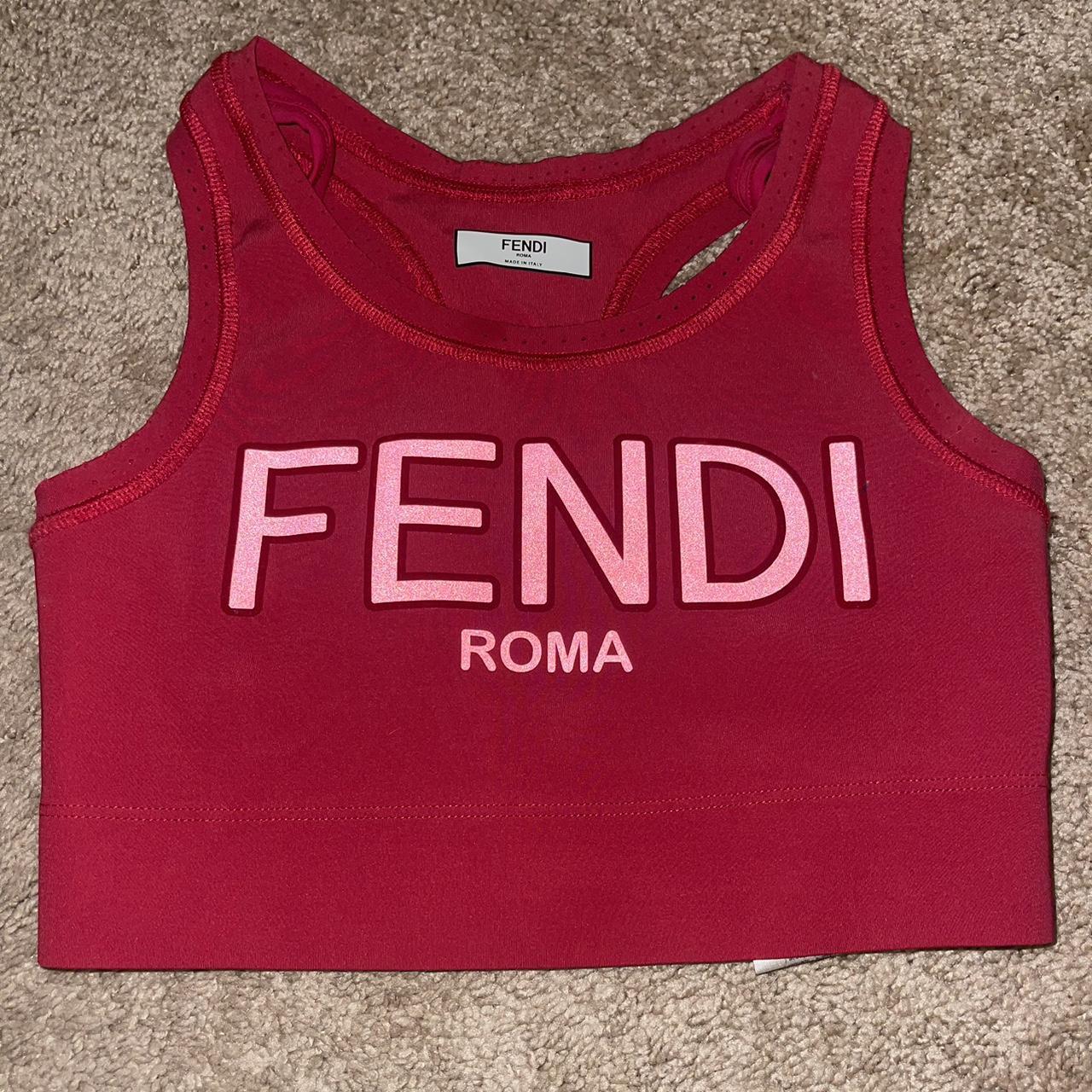Red Fendi Roma sports bra - Depop