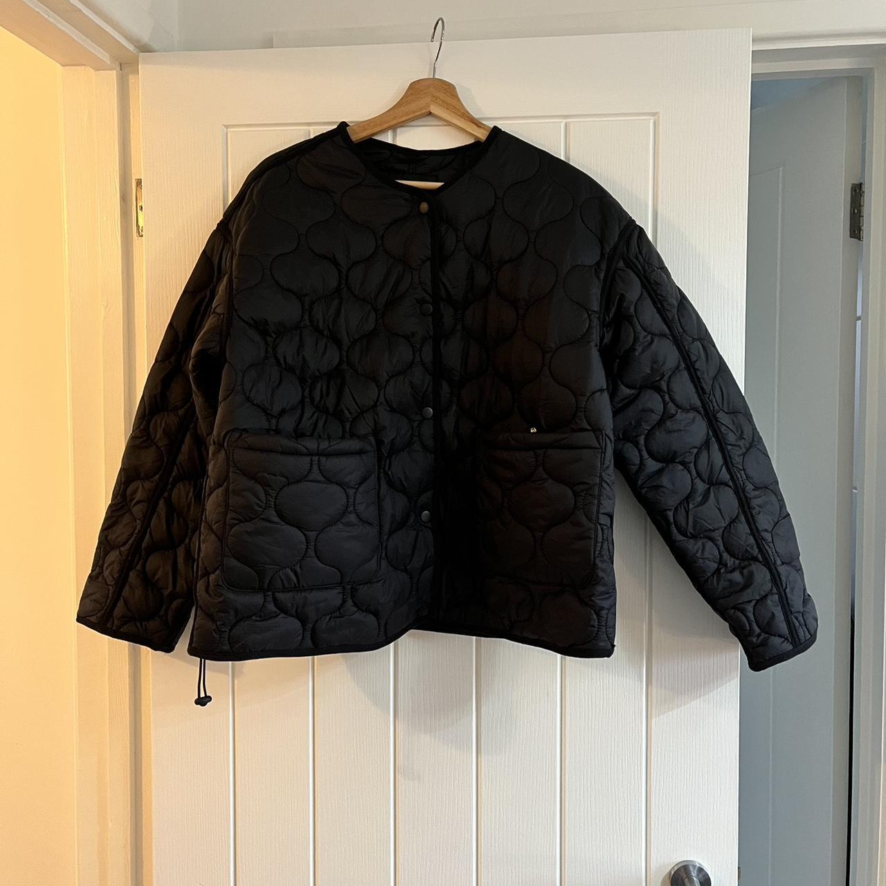 PULL&BEAR lightweight puffer jacket, black, worn... - Depop