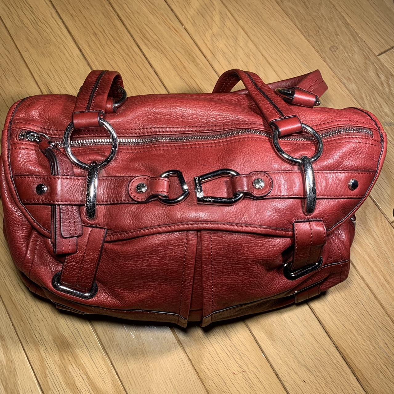 B makowsky store red leather handbag