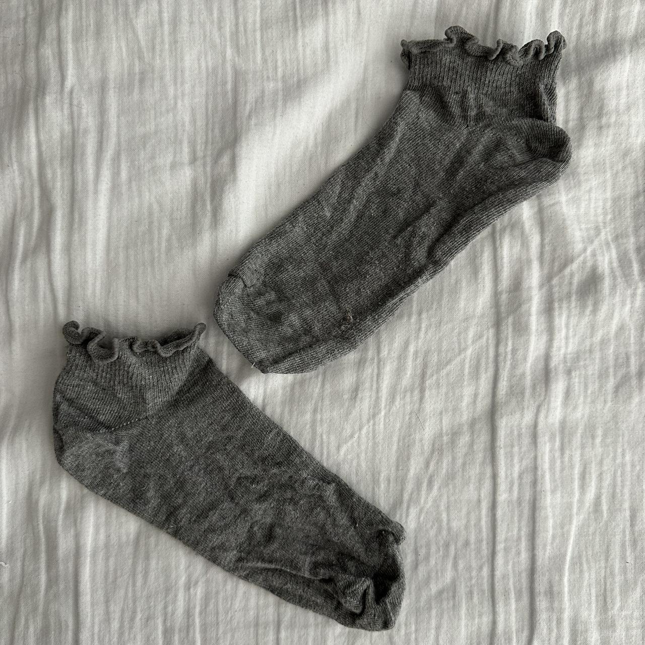 Grey frilly socks - Depop