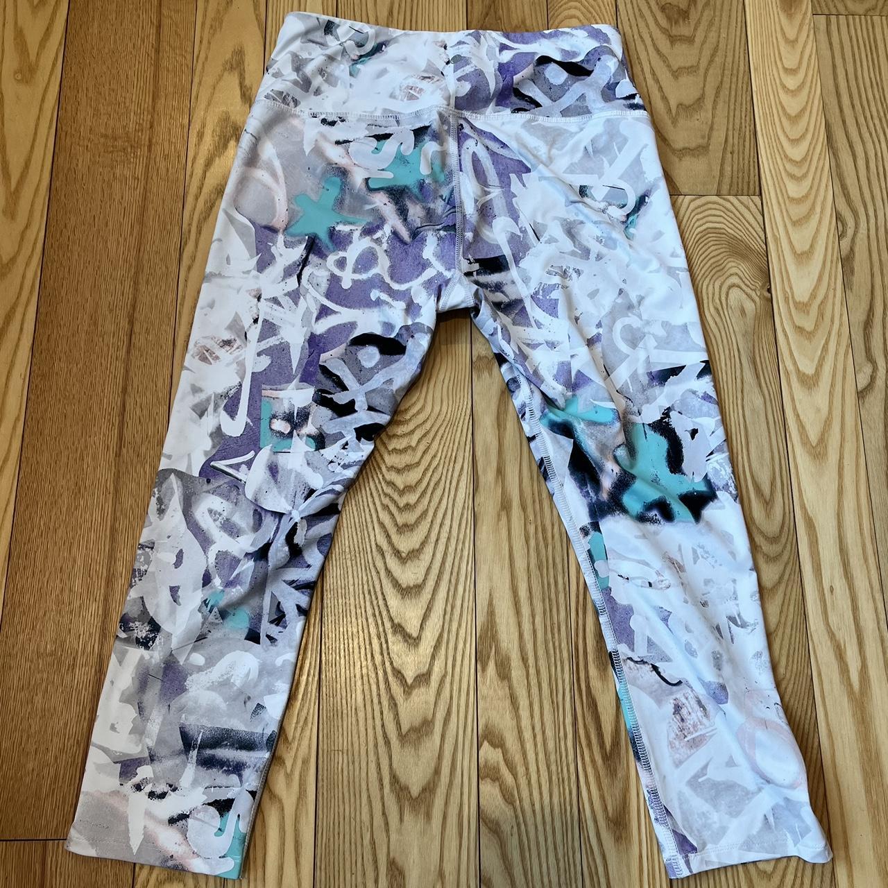 Apana Leggings Abstract watercolor design - white - Depop