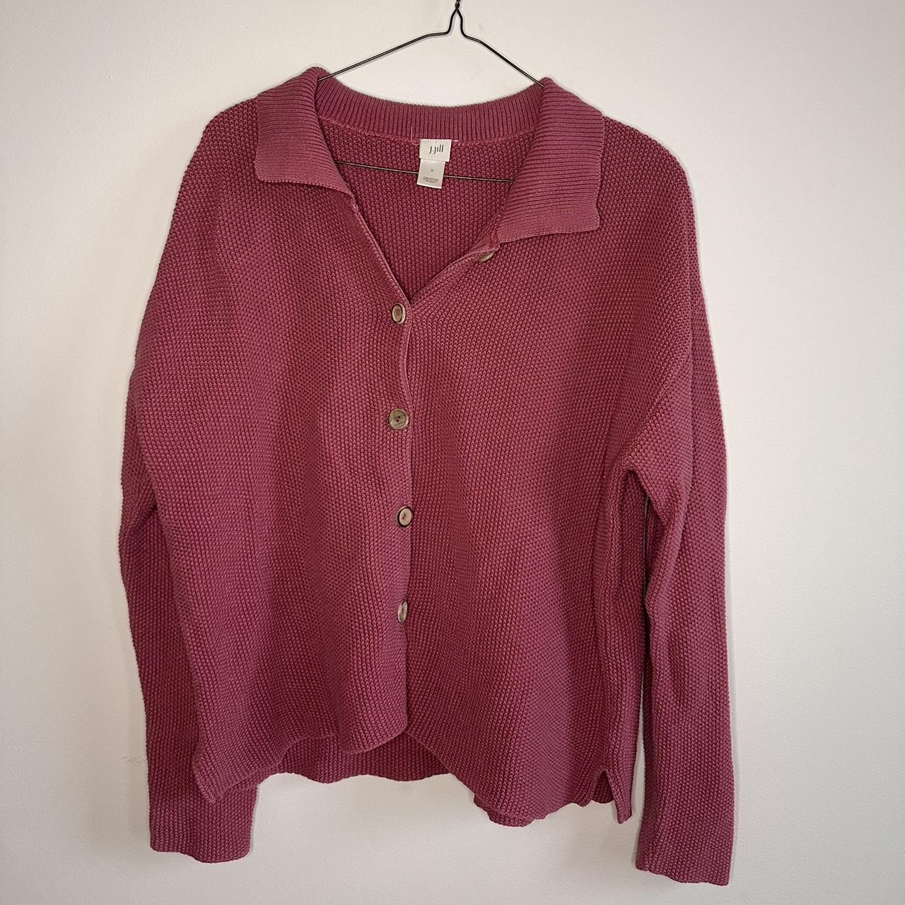 J. Jill Mauve Collared Waffle Knit Button Up - Depop