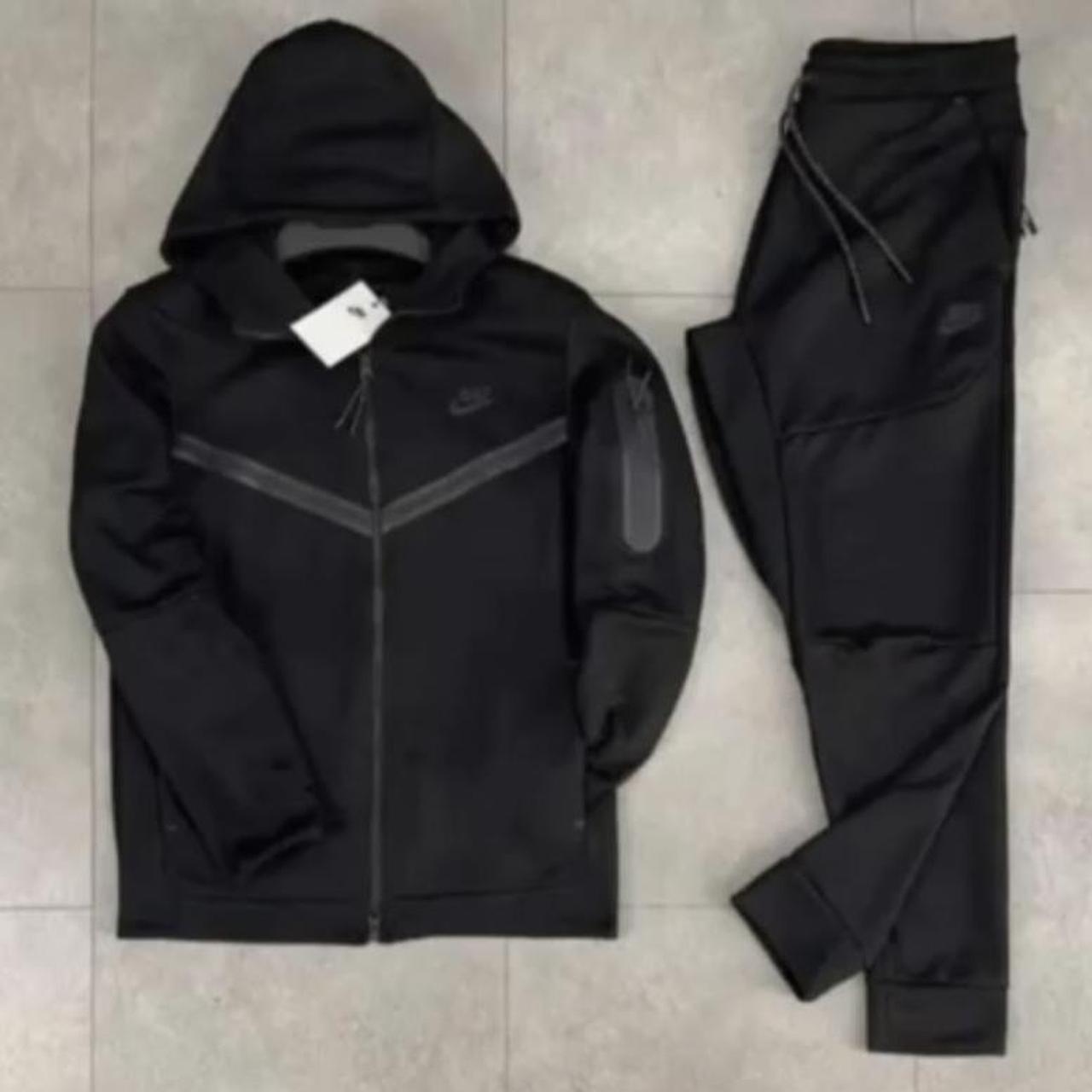 KIDS NIKE TECH TRACKSUIT, SIZE BLACK,, SIZE 176cm Depop