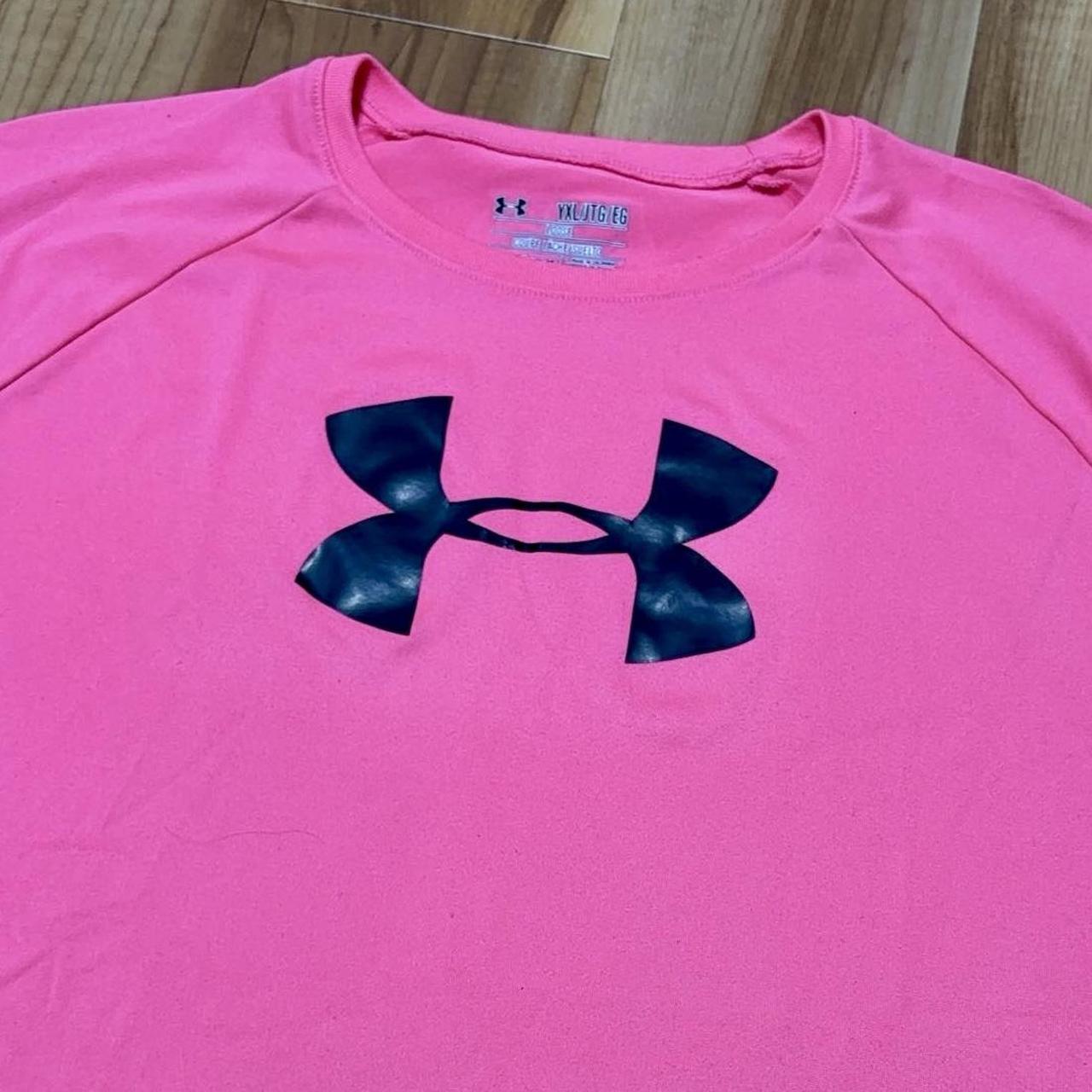 Hot, Neon Pink Under Armor Shirt - YXL - Good... - Depop