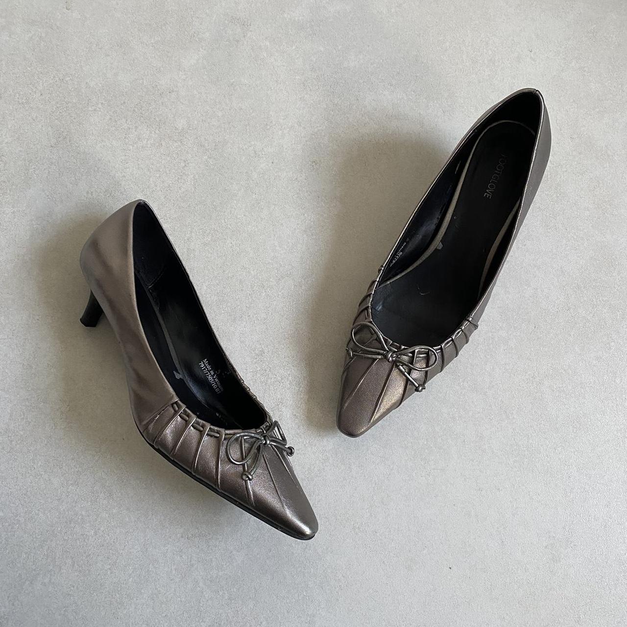 metallic kitten heels