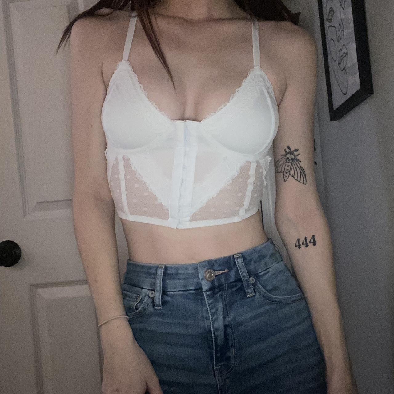 small sheer back corset top worn once adjustable... Depop